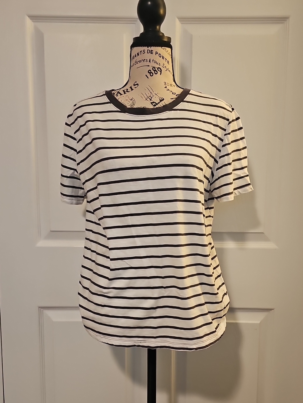 a.n.a Black and White Striped Short Sleeve Tee